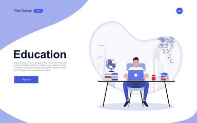 Modern flat design concept of education for website banner and landing page template.Online education, training and courses, learning. Vector illustration.