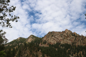 rocky mountain against a cloudy sky