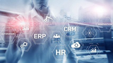 ERP, Business innovation concept on blurred background.
