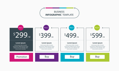 business infographic  price table design template concept