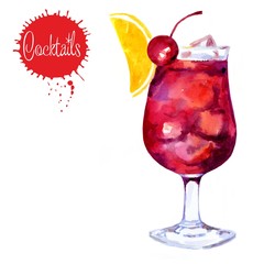Watercolor drawing of a cocktail.