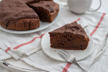 home made chocolate beet root cake on a table