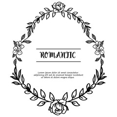 Decorative of invitation card romantic, with texture of leaf floral frame. Vector