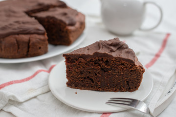 home made chocolate beet root cake on a table