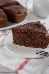 home made chocolate beet root cake on a table