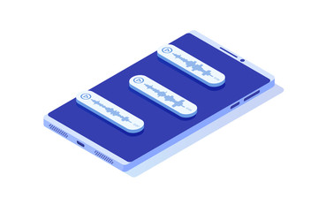 Voice Messages Isometric, event notification. Vector illustration