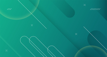 Dynamic geometric shape abstract background design. Simple line object with modern trendy green gradient color vector illustration template.
