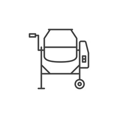 Concrete Mixer vector concept outline icon. Mixer cement symbol on white background