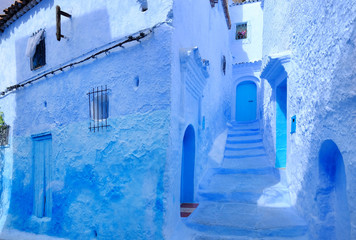 House with blue walls in Chefchaouen in Morocco