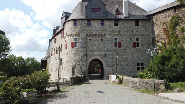 Walking thru old German Castle Gate Schloss Burg 4K