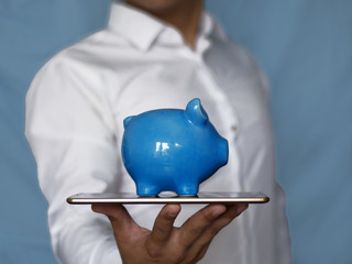Piggy bank in the form of a pig. The idea of saving savings. Investing in your future. Money accumulation plan, annuity insurance.