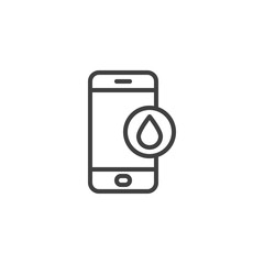 Mobile phone repair service line icon. linear style sign for mobile concept and web design. Smartphone damaged by water outline vector icon. Symbol, logo illustration. Vector graphics