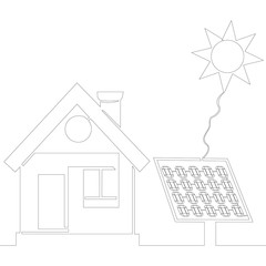 One line drawing residential solar panel concept