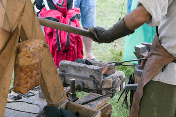 Tools and devices for hand-forged metal in field conditions. Old craft, vintage tools.