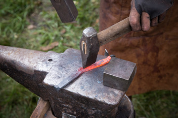 Tools and devices for hand-forged metal in field conditions. Old craft, vintage tools.