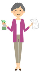 シニア女性　掃除