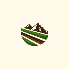 Mountain Landscaping Field Simple Icon Logo Design Template Element Vector