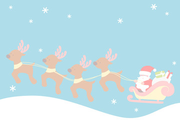 Santa Claus sleigh with reindeers  - Christmas set