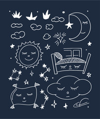 Magic illustration with hand lettering and doodles icon.