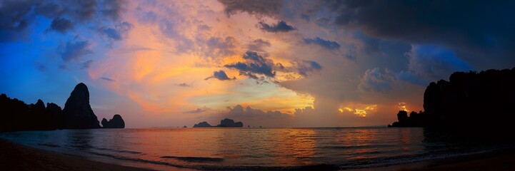 Sunset on the beach with beautiful sky