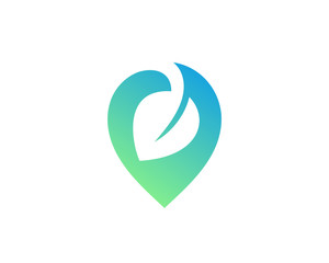 Geotag with eco leaves or location pin logo icon design