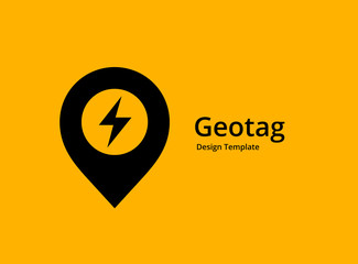 Geotag with lightning or location pin logo icon design