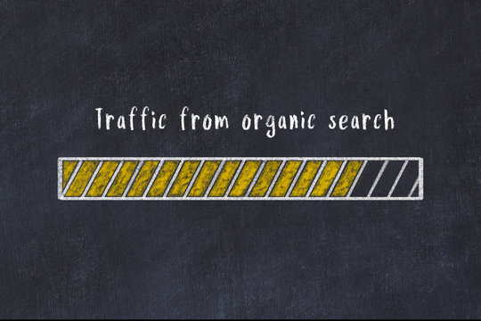 Chalk drawing of loading progress bar with inscription traffic from organic search