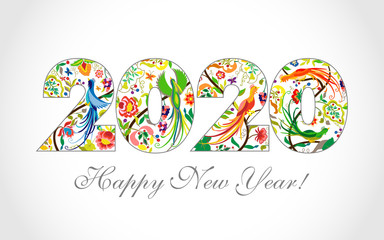 20 20 Xmas numbers. Bright logotype. Abstract isolated graphic design template. Congrats arts concept. New Year colored holiday emblem. Sale colorful digits, up to 20% percent off idea. Calender title