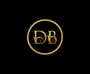 Initial letter D and B, DB, Gold Logo Icon, classy gold letter monogram logo icon suitable for boutique,restaurant, wedding service, hotel or business identity. 