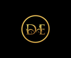 Initial letter D and E, DE, Gold Logo Icon, classy gold letter monogram logo icon suitable for boutique,restaurant, wedding service, hotel or business identity. 