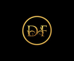 Initial letter D and F, DF, Gold Logo Icon, classy gold letter monogram logo icon suitable for boutique,restaurant, wedding service, hotel or business identity. 