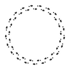 Circle shaped decorative frame with footprints