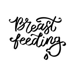 Vector Hand written lettering quote breastfeeding. Calligraphy on an isolated white background.