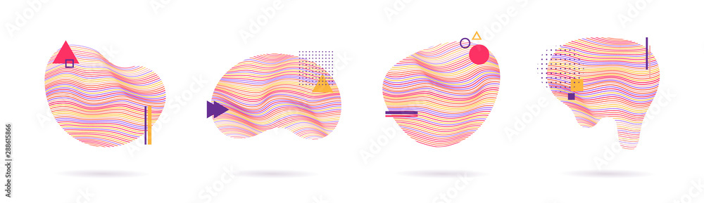 Aufkleber trendy abstract fluid shapes collection. vector geometric abstract design templates set.