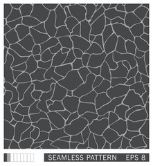 Seamless cracks texture. Vector monochrome texture. Random cracked surface.