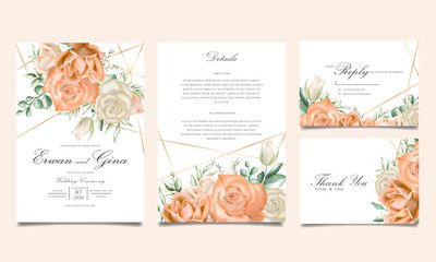 watercolor Floral wedding invitation template card design