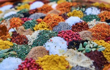 Oriental condiments on the counter