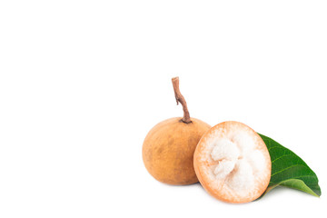 sweet santol fruits and santol leaf on white background planting agriculture food isolated