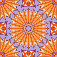 Decorative colorful ethnic seamless pattern for fabric or wrapping in oriental style. Hand drawn illustration