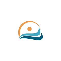 Water wave Logo Template, design vector, sea , holiday
