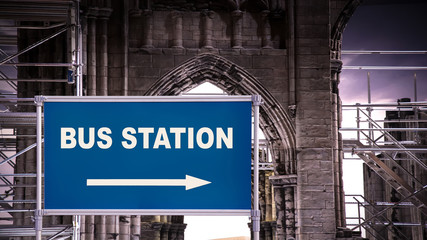 Street Sign to Bus Station