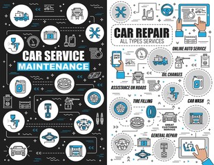 Online service. Car repair and oil change