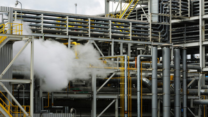steam cloud at gas processing plant
