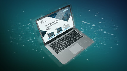 Laptop with business website template on the screen isolated on a background