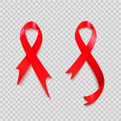 Hiv Awareness Red Ribbon. World Aids Day concept. Modern vector Illustration