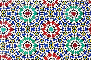 Detail of traditional moroccan mosaic wall, Morocco