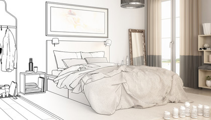 Contemporary Bedroom Arrangement (drawing) - 3d visualization
