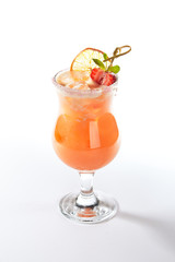 Fresh Iced Citrus Cocktail with Strawberry and Dry Lemon Isolated