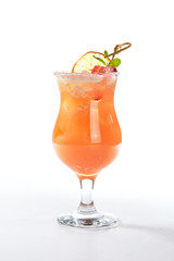 Fresh Iced Citrus Cocktail with Strawberry and Dry Lemon Isolated