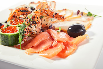 Fish platter with pink salmon